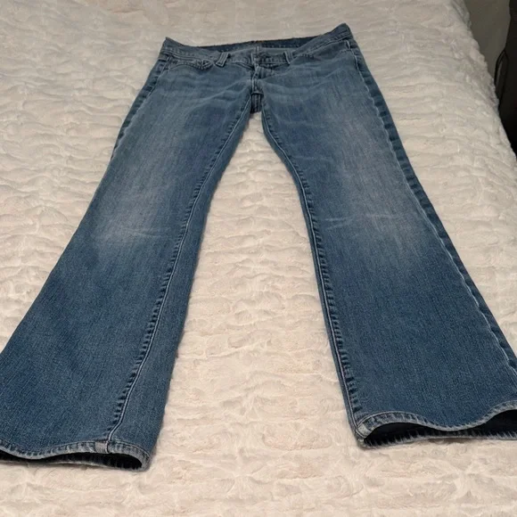 7 For All Mankind Medium Blue Flare Jeans - Picture 1 of 4
